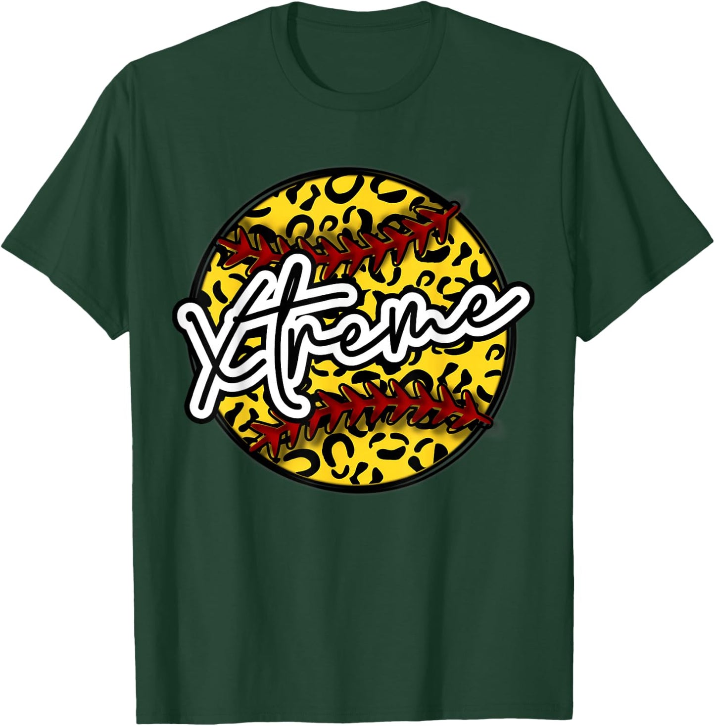 XTREME Leopard Cheetah Softball Team Trendy Cute Womans Top T-Shirt - T-Shirt | Forest
