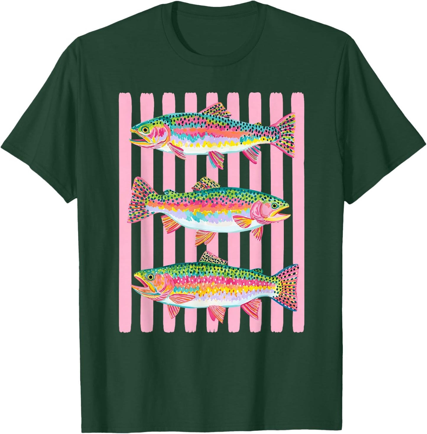 Colorful Rainbow Trout Preppy Summer Lake Life Fishing T-Shirt - T-Shirt | Forest