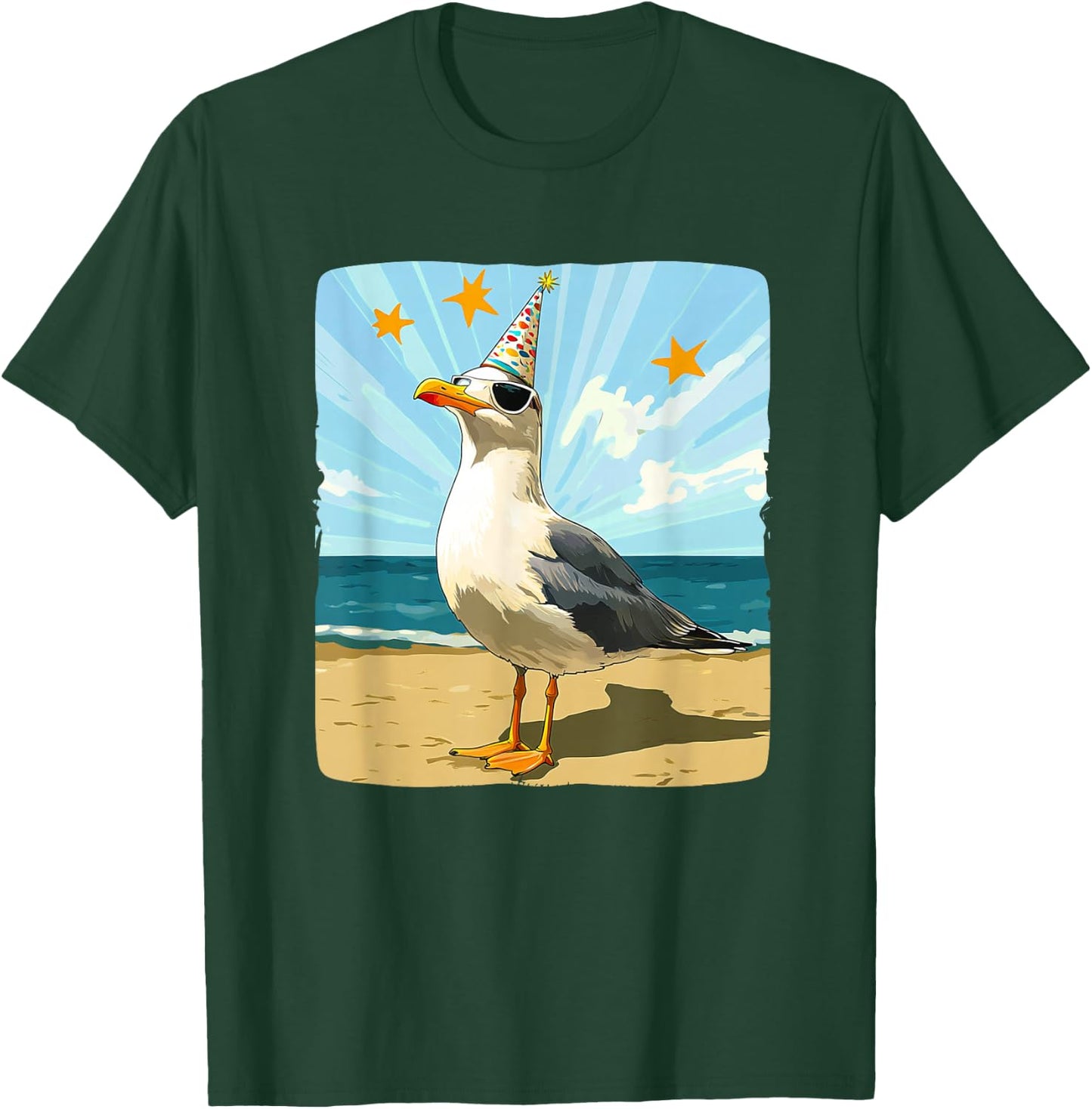 Cute Seagull with Party Hat for Seagulls Party T-Shirt - T-Shirt | Forest