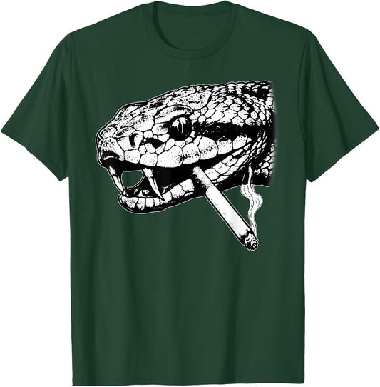 Snake Smoking Vintage 90s Cigarette Reptile Smoke T-Shirt - T-Shirt | Forest