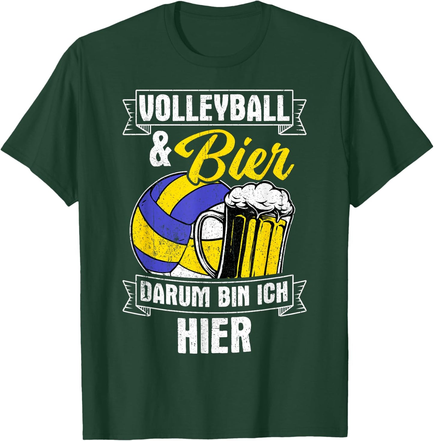 Volleyball & Bier Darum Bin Ich Hier Sauftour Volleyball T-Shirt - T-Shirt | Forest