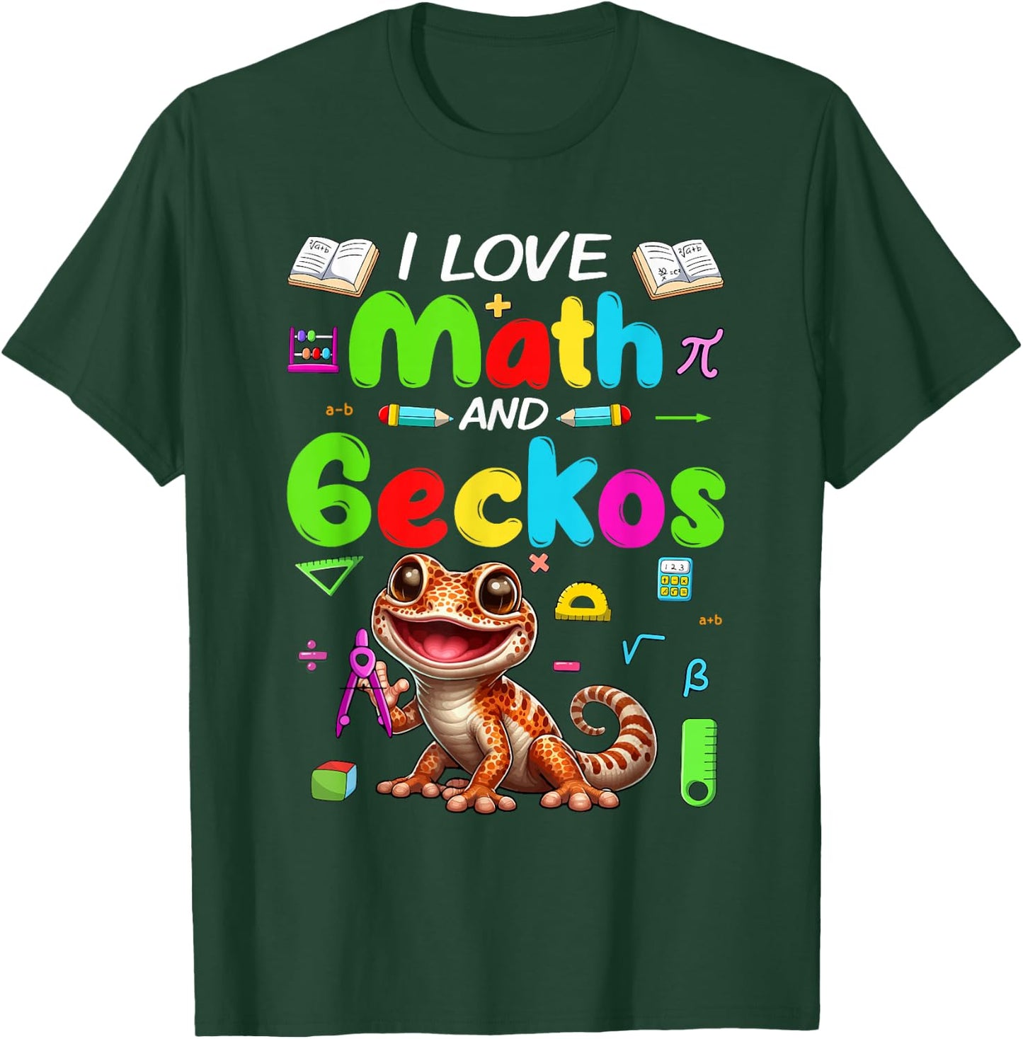 Love Math And Geckos Students Teachers Costume Colorful T-Shirt - T-Shirt | Forest
