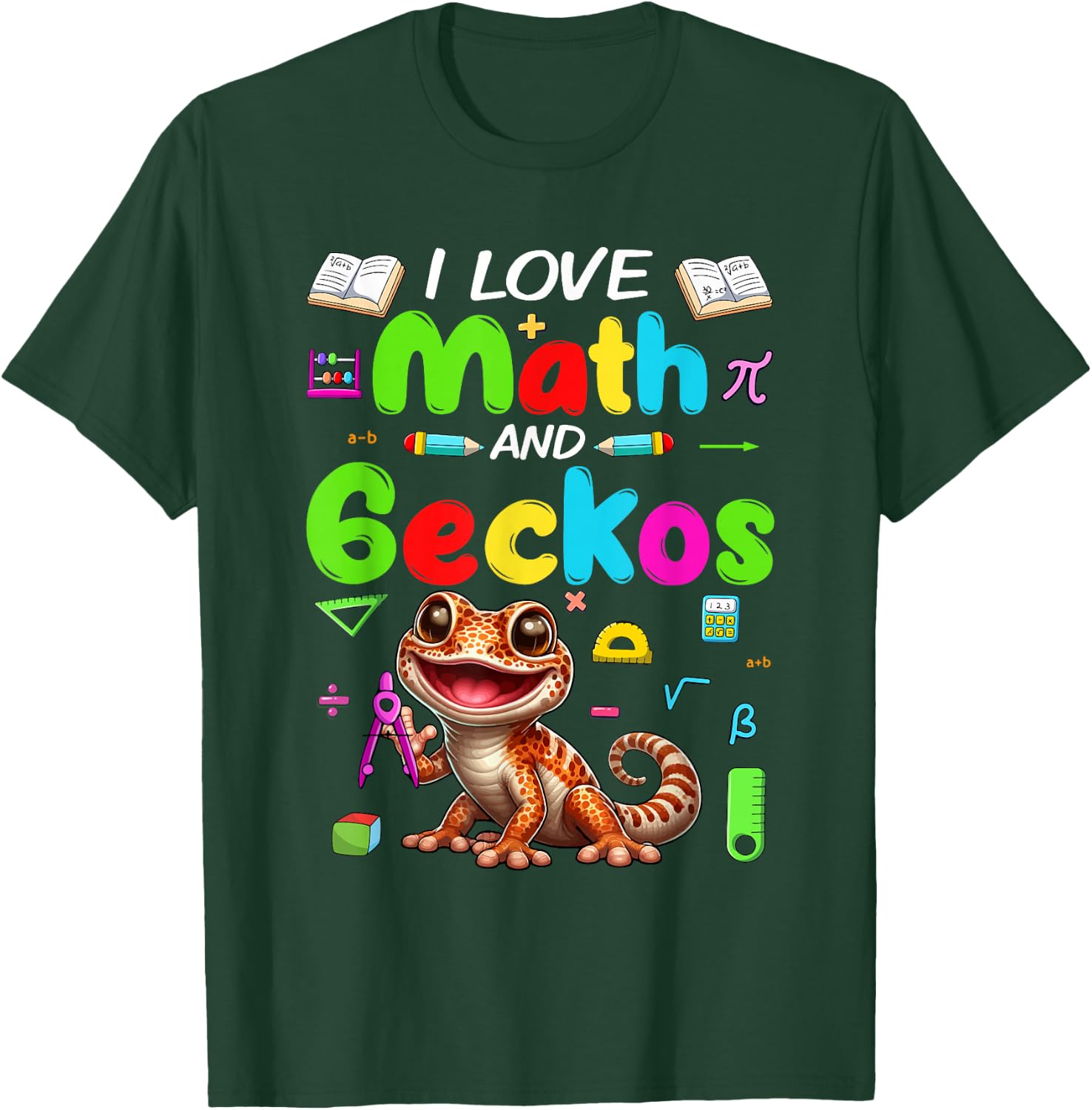 Love Math And Geckos Students Teachers Costume Colorful T-Shirt - T-Shirt | Forest