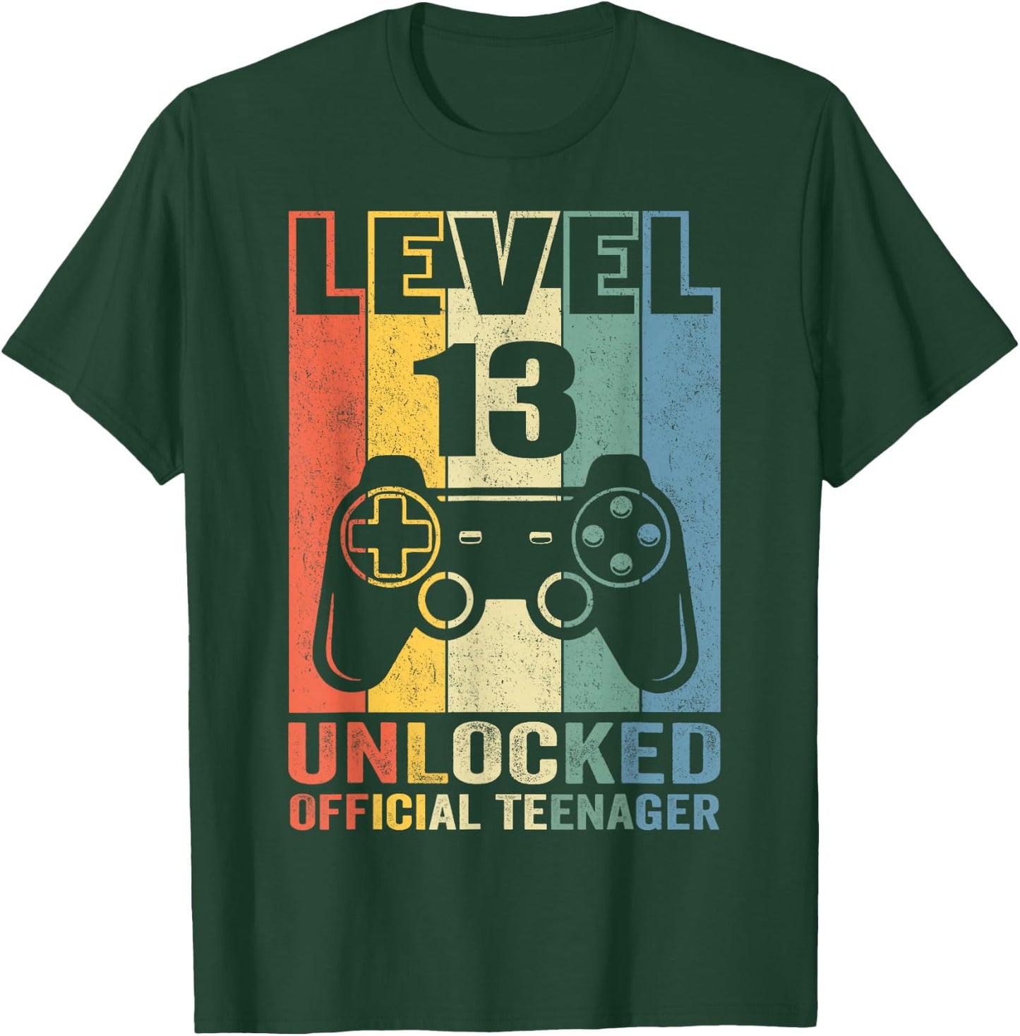 Official Teenager 13th Birthday Gift Level 13 Unlocked T-Shirt - T-Shirt | Forest