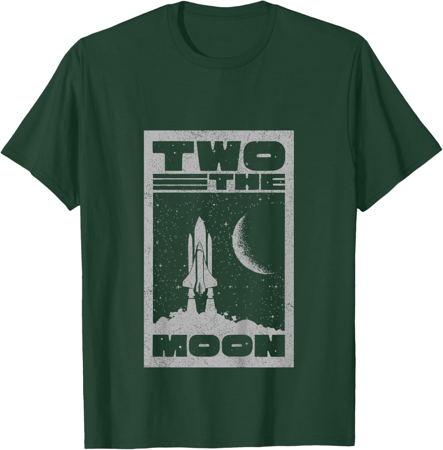 Vintage Retro Two The Moon 2 Year Old 2nd Birthday Party T-Shirt - T-Shirt | Forest