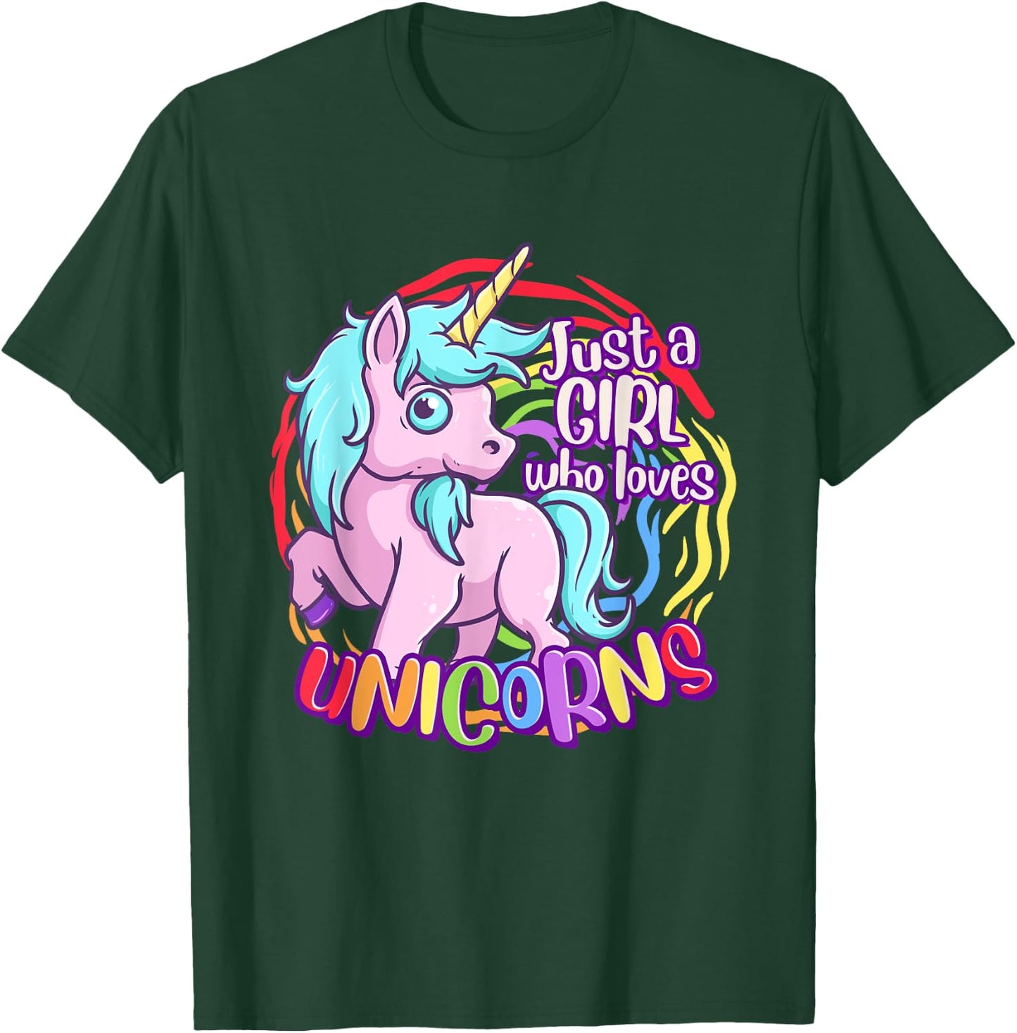 Cute Unicorn Just A Girl Who Loves Unicorn T-Shirt - T-Shirt | Forest