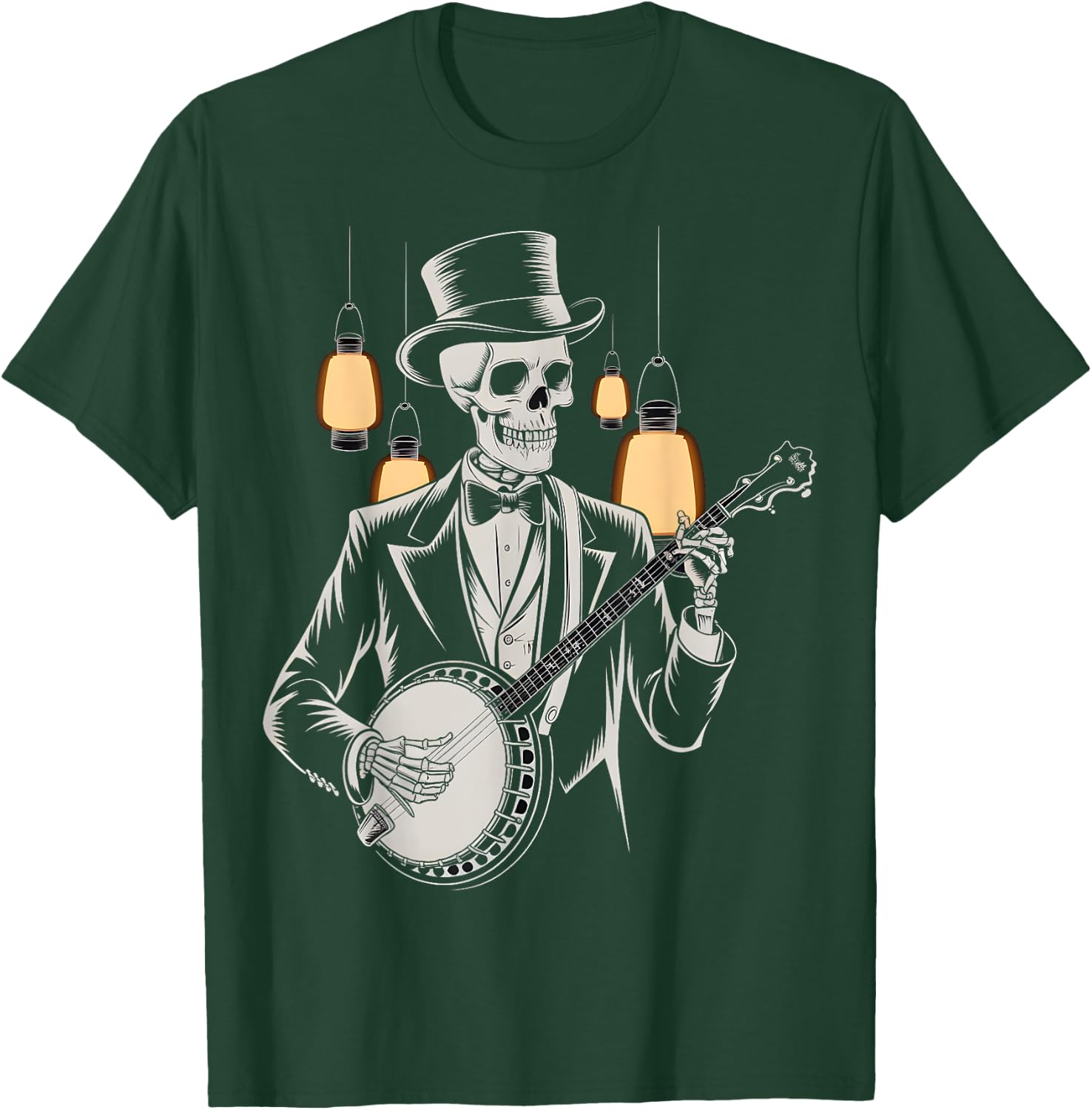 Skeleton Banjo Player Vintage T-Shirt - T-Shirt | Forest