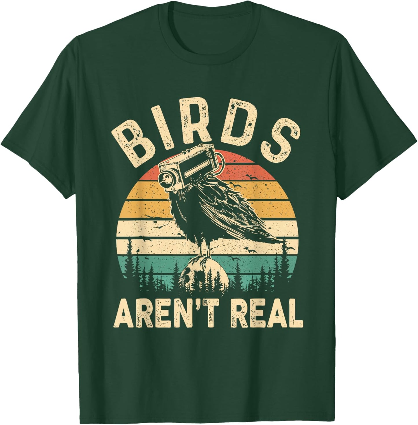 Funny Retro Vintage Birds Aren't Real Birds Spies Men Women , black T-Shirt - T-Shirt | Forest