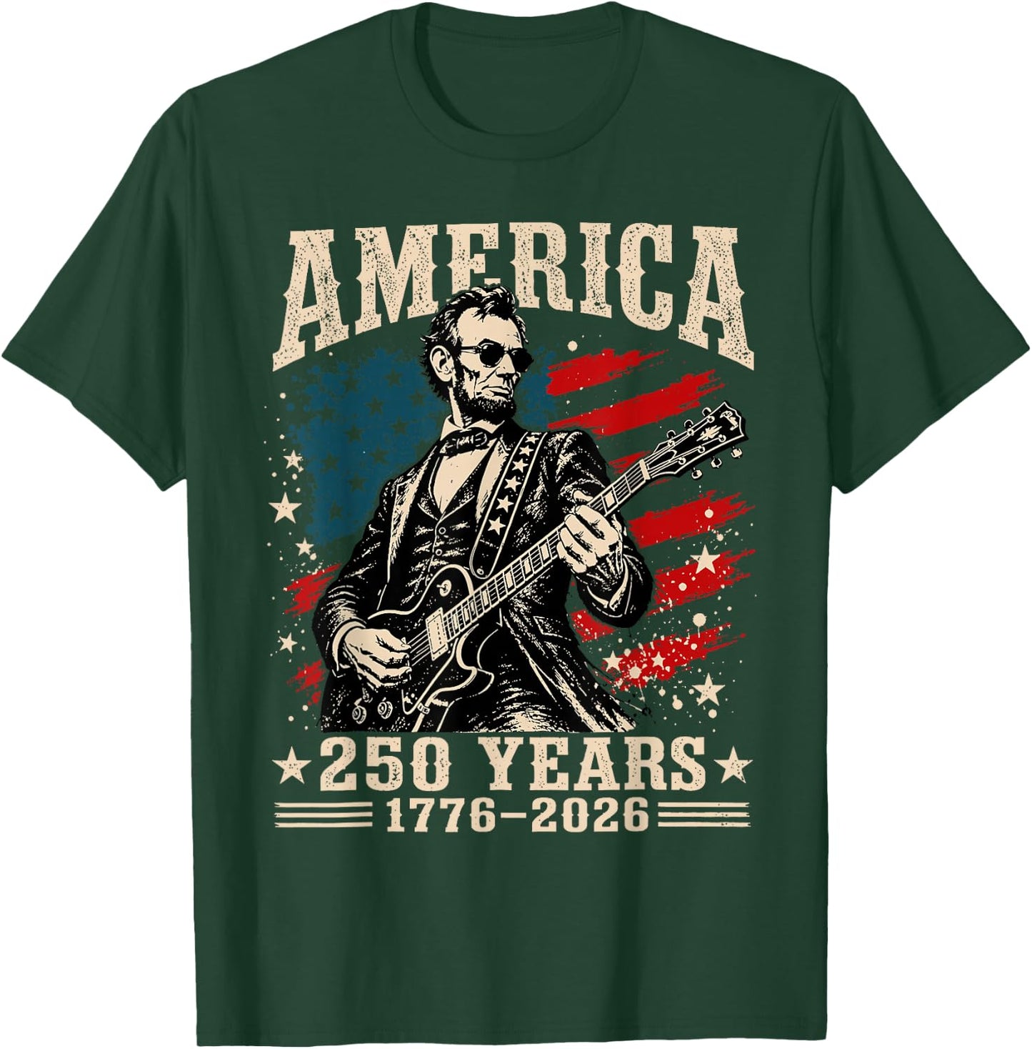 Vintage Abraham Lincoln Abe Lincoln Playing Guitar 250 Years T-Shirt - T-Shirt | Forest
