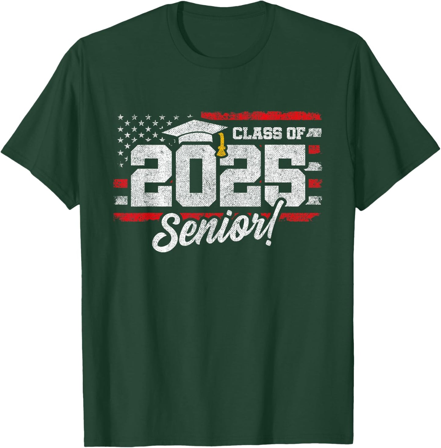 Class of 2025 Senior Graduation - American Flag Senior 2025 T-Shirt - T-Shirt | Forest