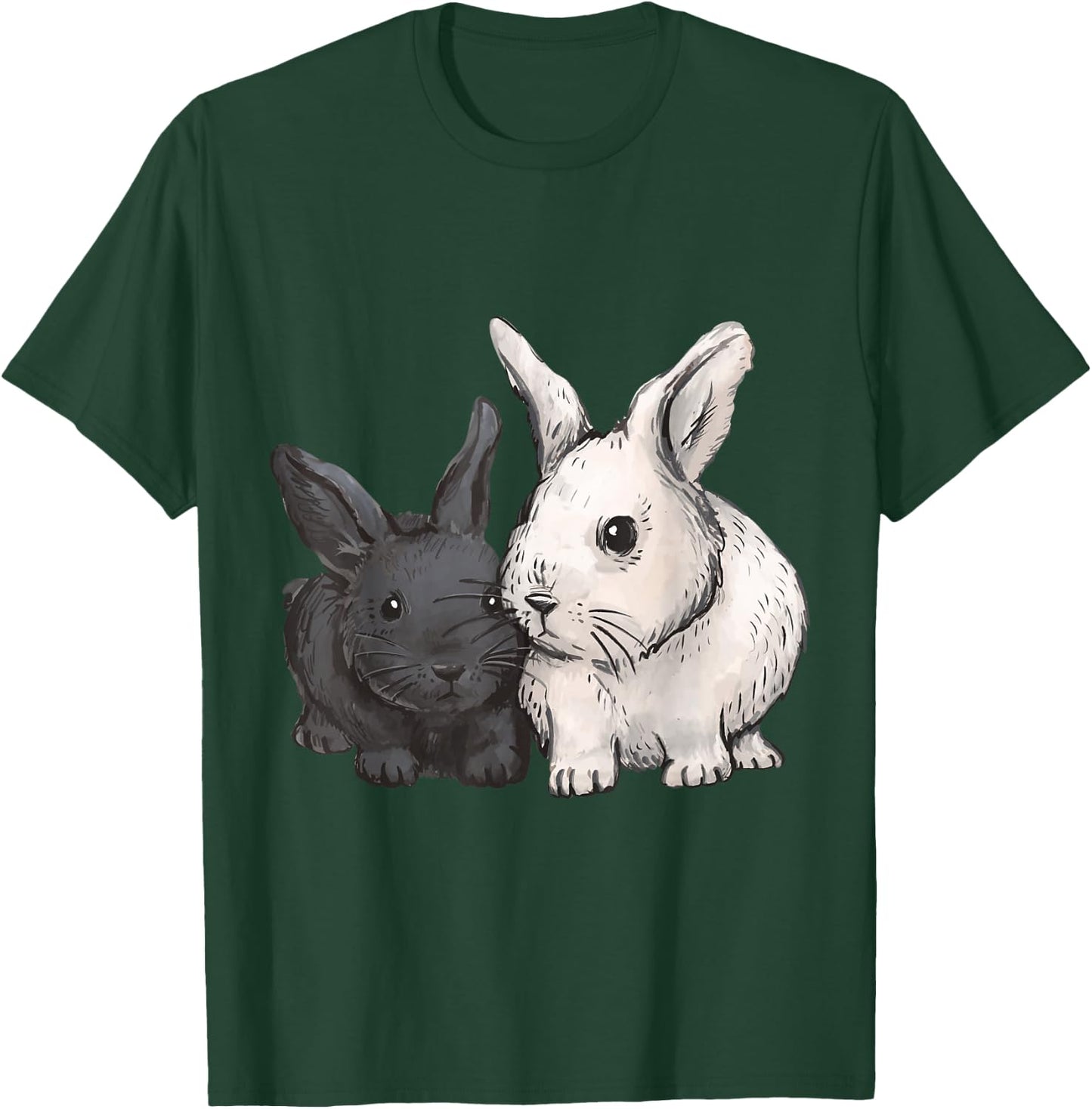 Rabbit Animal Print , black T-Shirt - T-Shirt | Forest