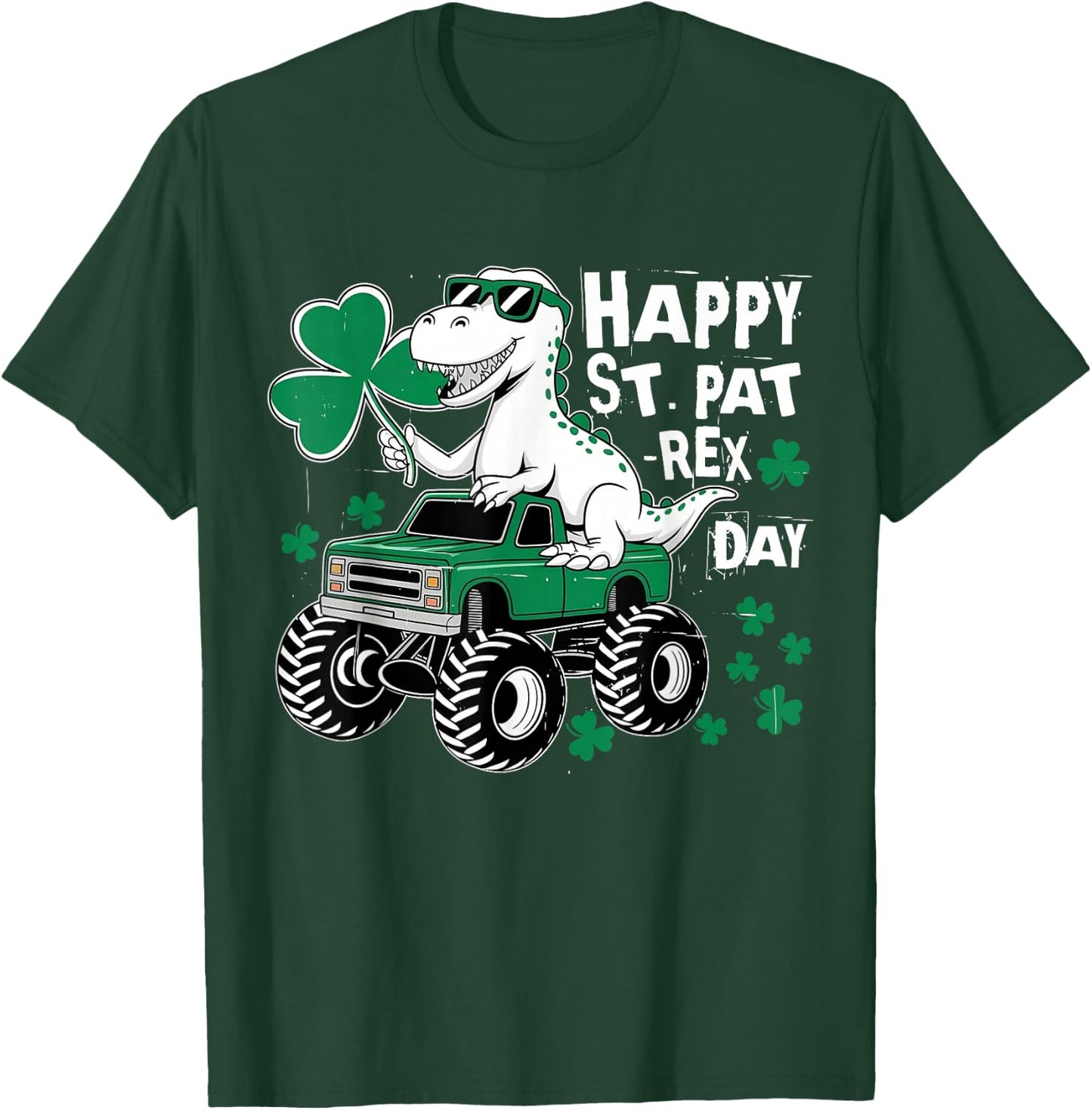 Monster Truck St Patricks Day Dinosaur Happy St Paddys Day T-Shirt - T-Shirt | Forest