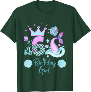 Girls 6th Birthday Mermaid 6 Years Old Funny T-Shirt - T-Shirt | Forest