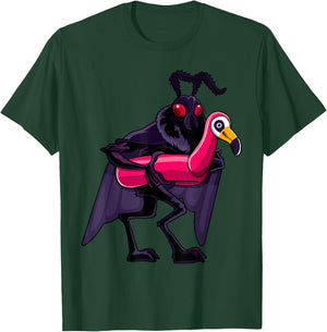 Mothman Pool Party Pink Float Flamingo Funny Cryptid Monster T-Shirt - T-Shirt | Forest