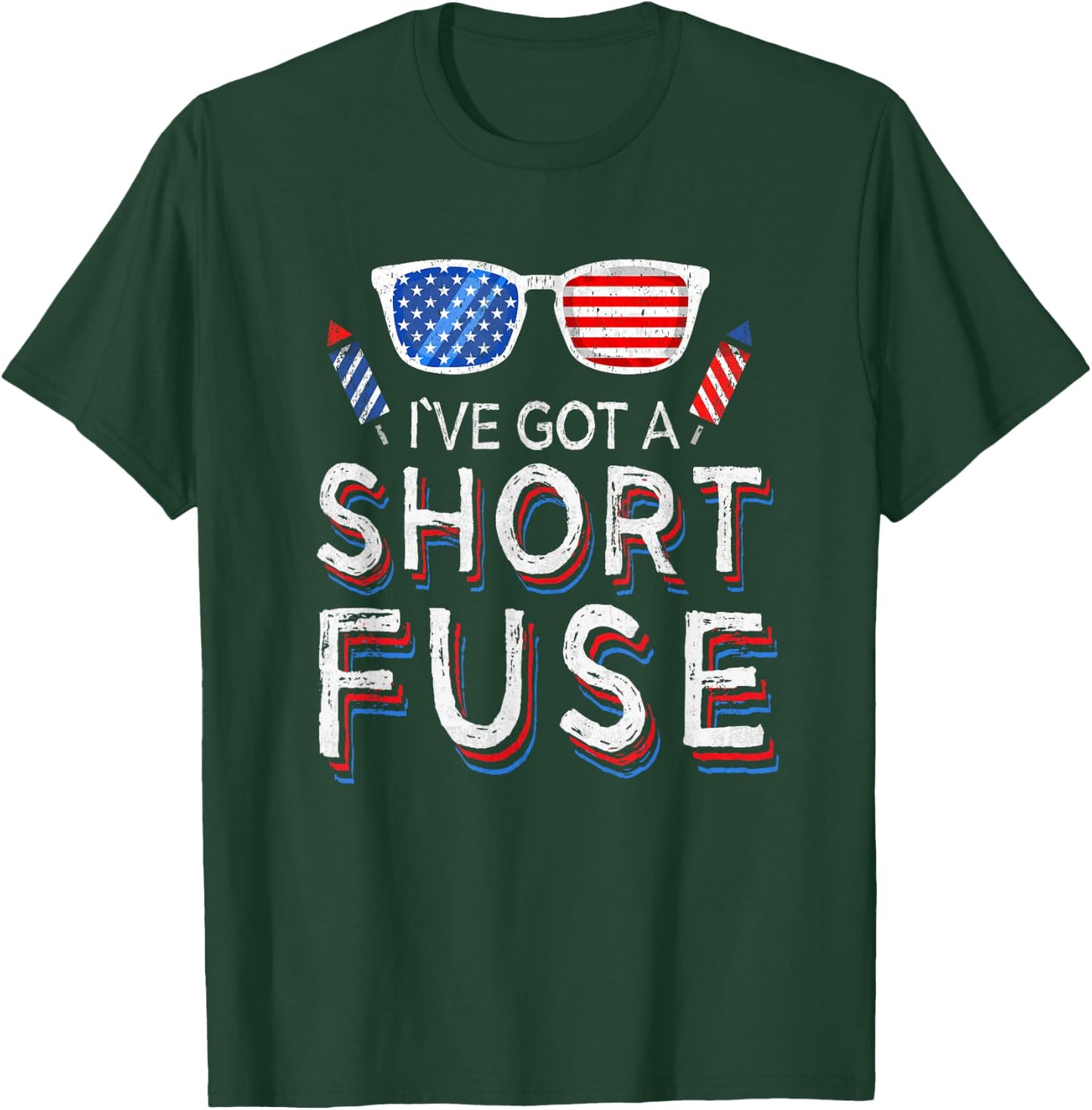 Fireworks Short Fuse 4th Of July Patriotic Women Men T-Shirt - T-Shirt | Forest