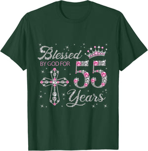 Blessed by God For 55 Years Old 55th Birthday Gift T-Shirt - T-Shirt | Forest