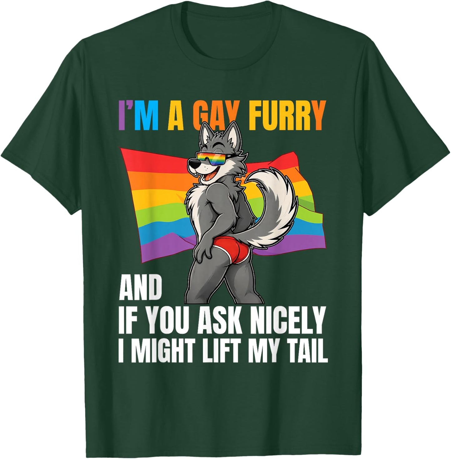 Lustiger Gay Furry Tail Pride Rainbow Queer Fox CSD Party LGBTQ T-Shirt - T-Shirt | Forest