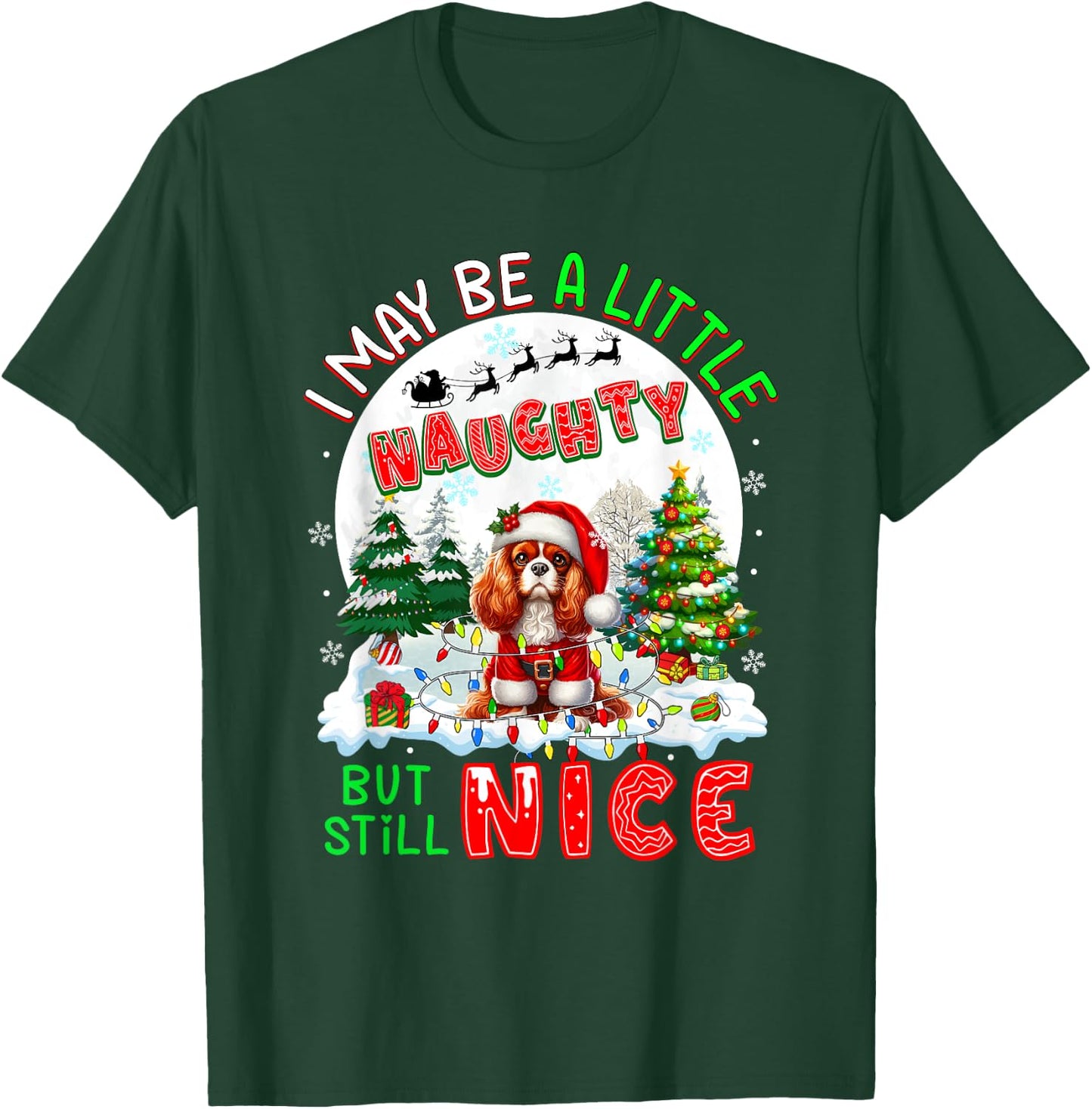 Little Naughty But Nice Xmas Cavalier King Charles Spaniel T-Shirt - T-Shirt | Forest