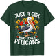 Just A Girl Who Loves Pelicans Aesthetic Flower Pelican Bird T-Shirt - T-Shirt | Forest