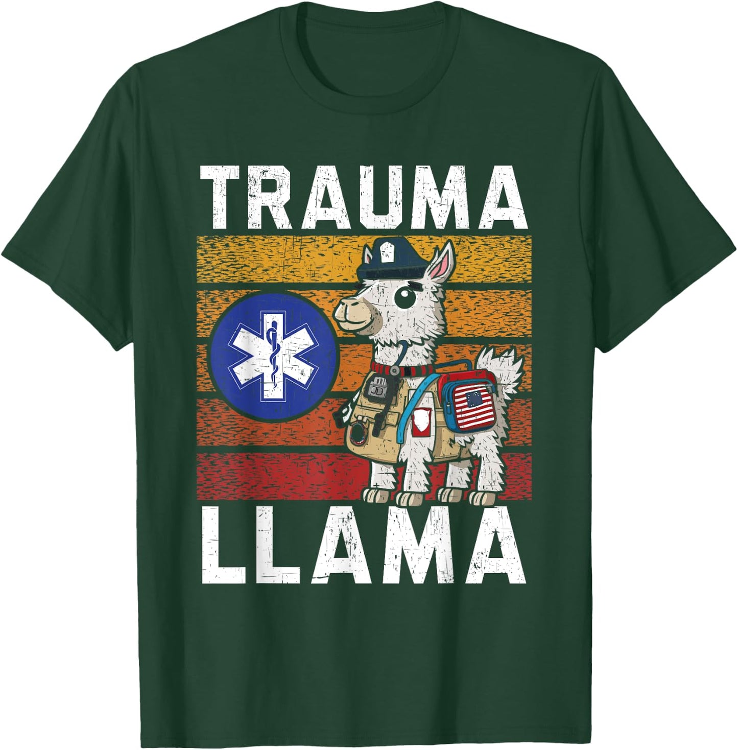 Trauma Llama Lover Healthcare EMT Paramedic T-Shirt - T-Shirt | Forest