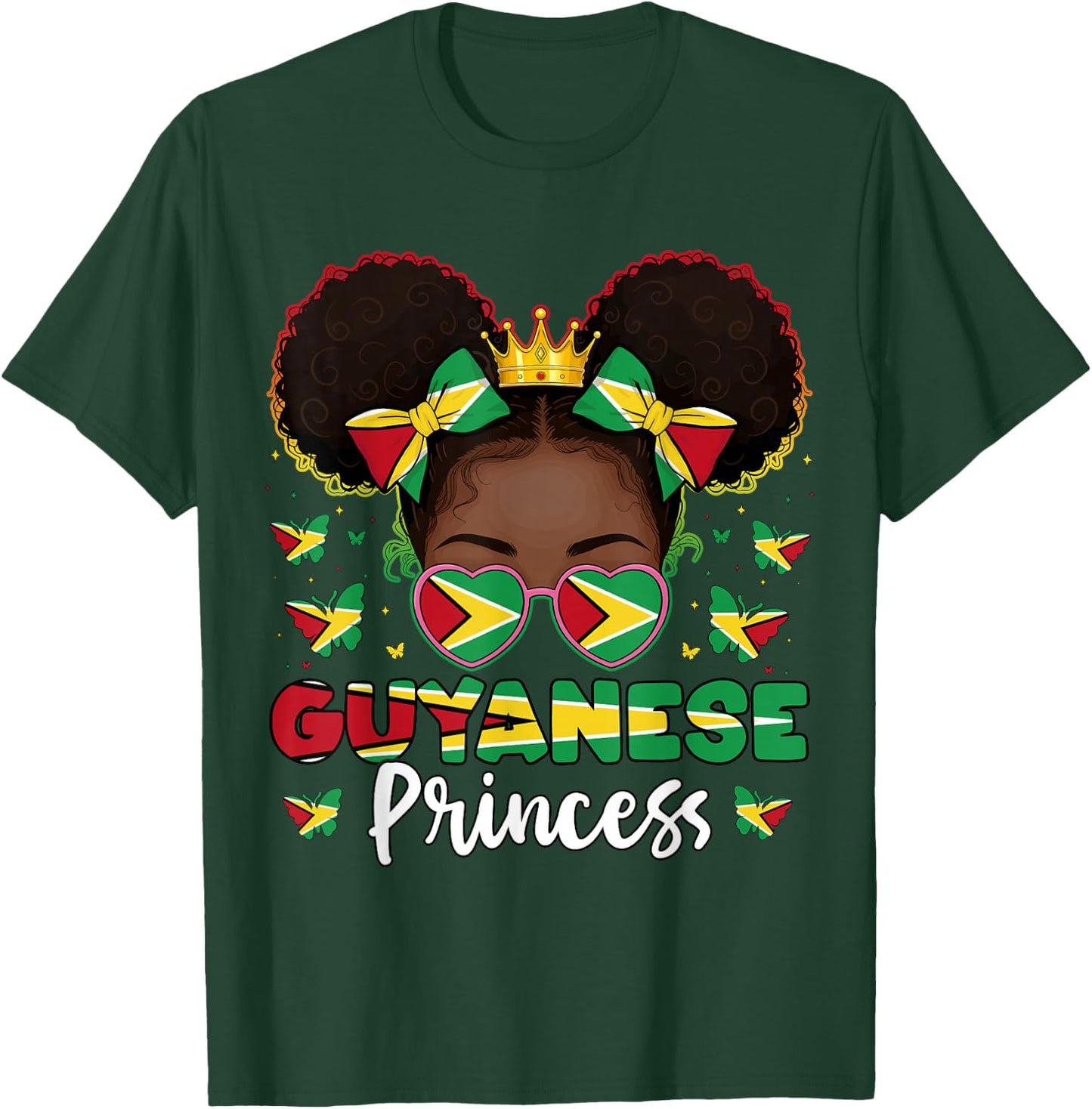 Drapeau Guyanais Princesse Guyane Fière Guyanaise Femme Guyanaise T-Shirt - T-Shirt | Forest