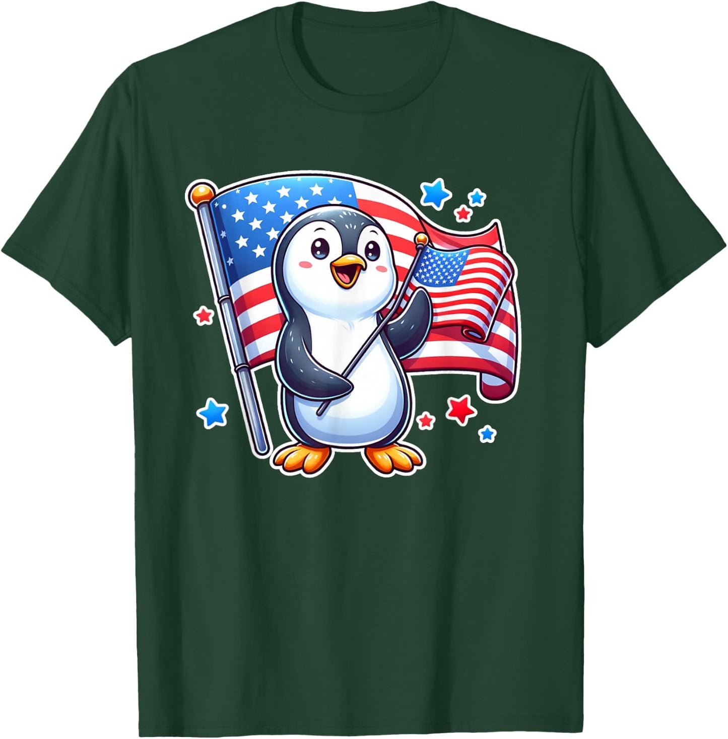 USA Patriotic Penguin Patriot 4th Of July T-Shirt - T-Shirt | Forest