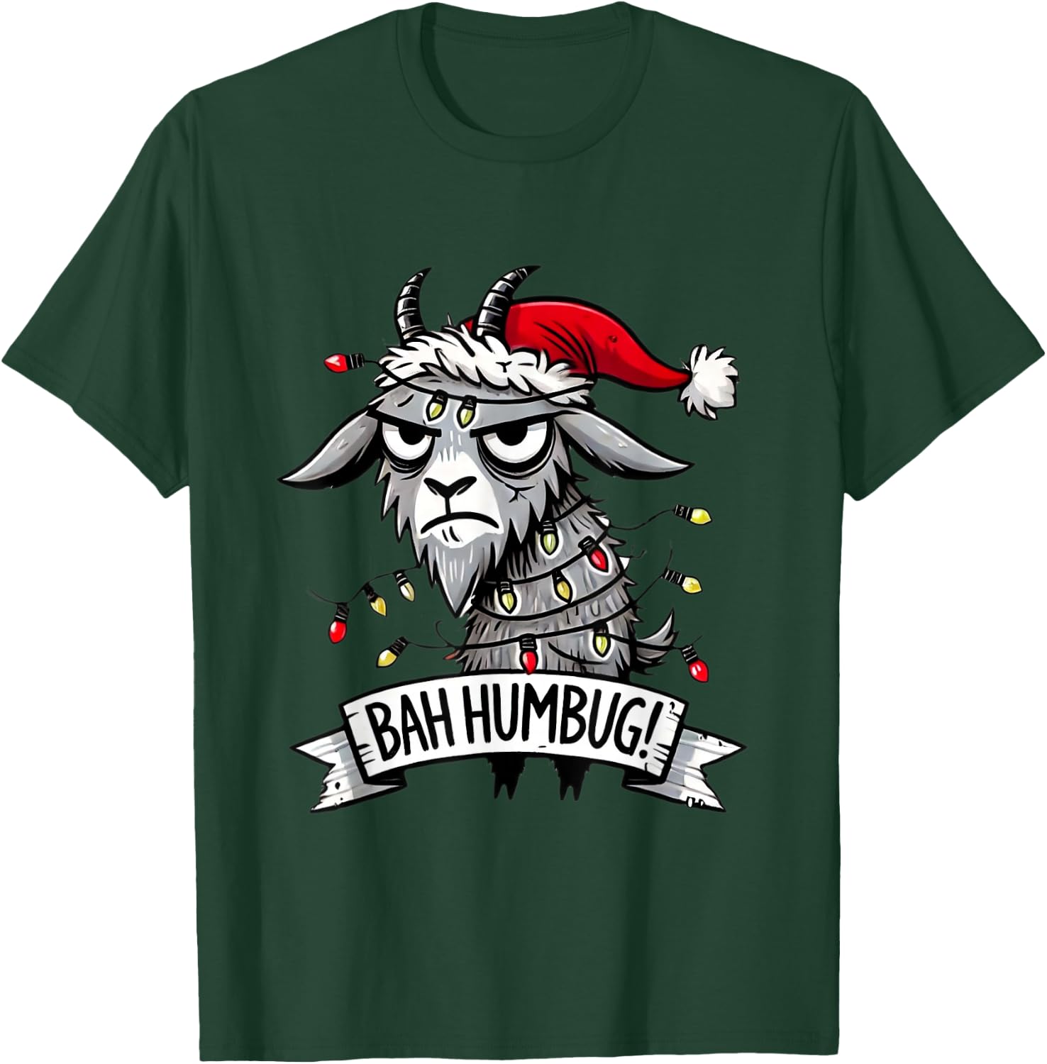 Christmas Full of Humor and Sarcasm Bah Humbug Christmas Grumpy Goat Funny Holiday T-Shirt - T-Shirt | Forest