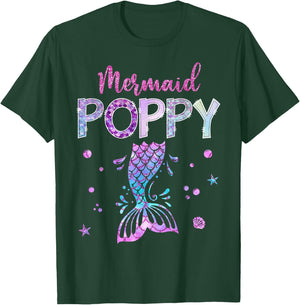 Mermaid Poppy Birthday Party Girl Family Matching T-Shirt - T-Shirt | Forest