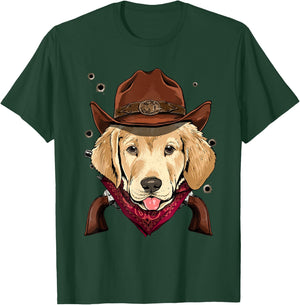Cowboy Labrador Western Rodeo Cowboy Hat and Bandana Dog T-Shirt - T-Shirt | Forest
