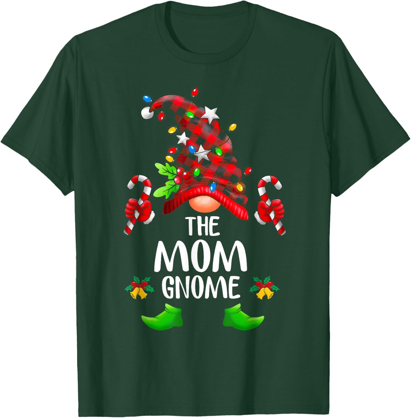 Mom Gnome Buffalo Plaid Matching Family Christmas Pajama T-Shirt - T-Shirt | Forest