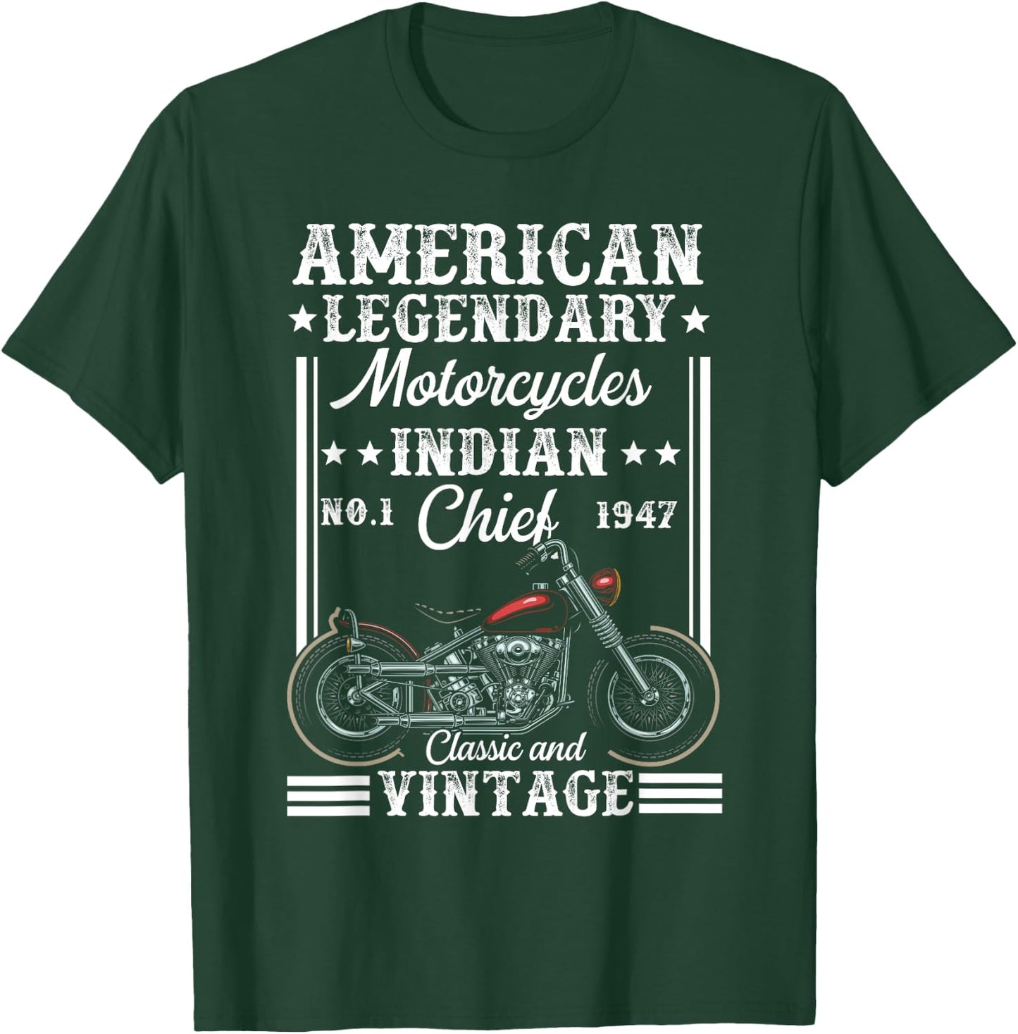 Vintage Patriotic Motorcycle Indian Bike T-Shirt - T-Shirt | Forest