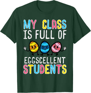 Class Full Eggcellent Students Cute Easter Teacher Women Men T-Shirt - T-Shirt | Forest