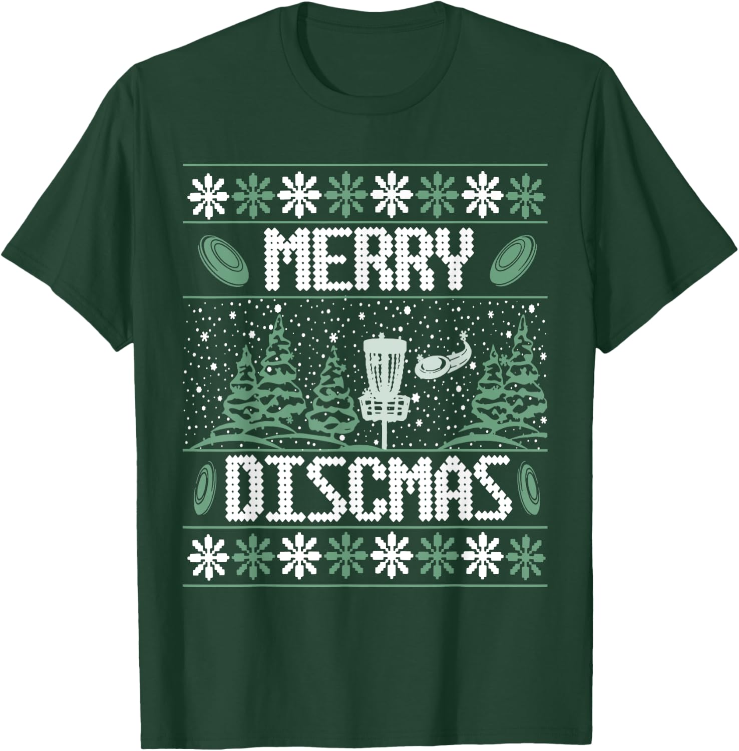 Vintage Disc Golf Ugly Christmas Merry Discmas Party T-Shirt - T-Shirt | Forest
