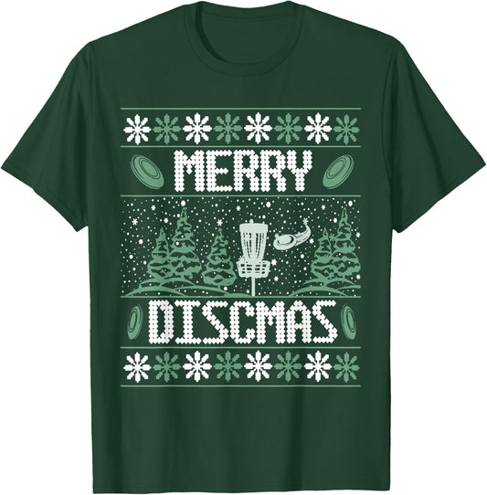 Vintage Disc Golf Ugly Christmas Merry Discmas Party T-Shirt - T-Shirt | Forest