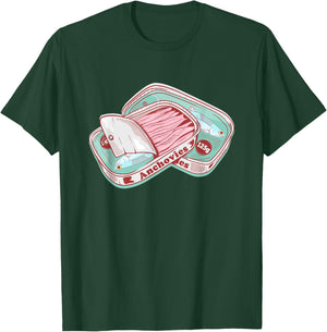 Foodie design Anchovies Tin Can - Women's -Adults Classic Fit Short Sleeve Black - Small T-Shirt - T-Shirt | Forest