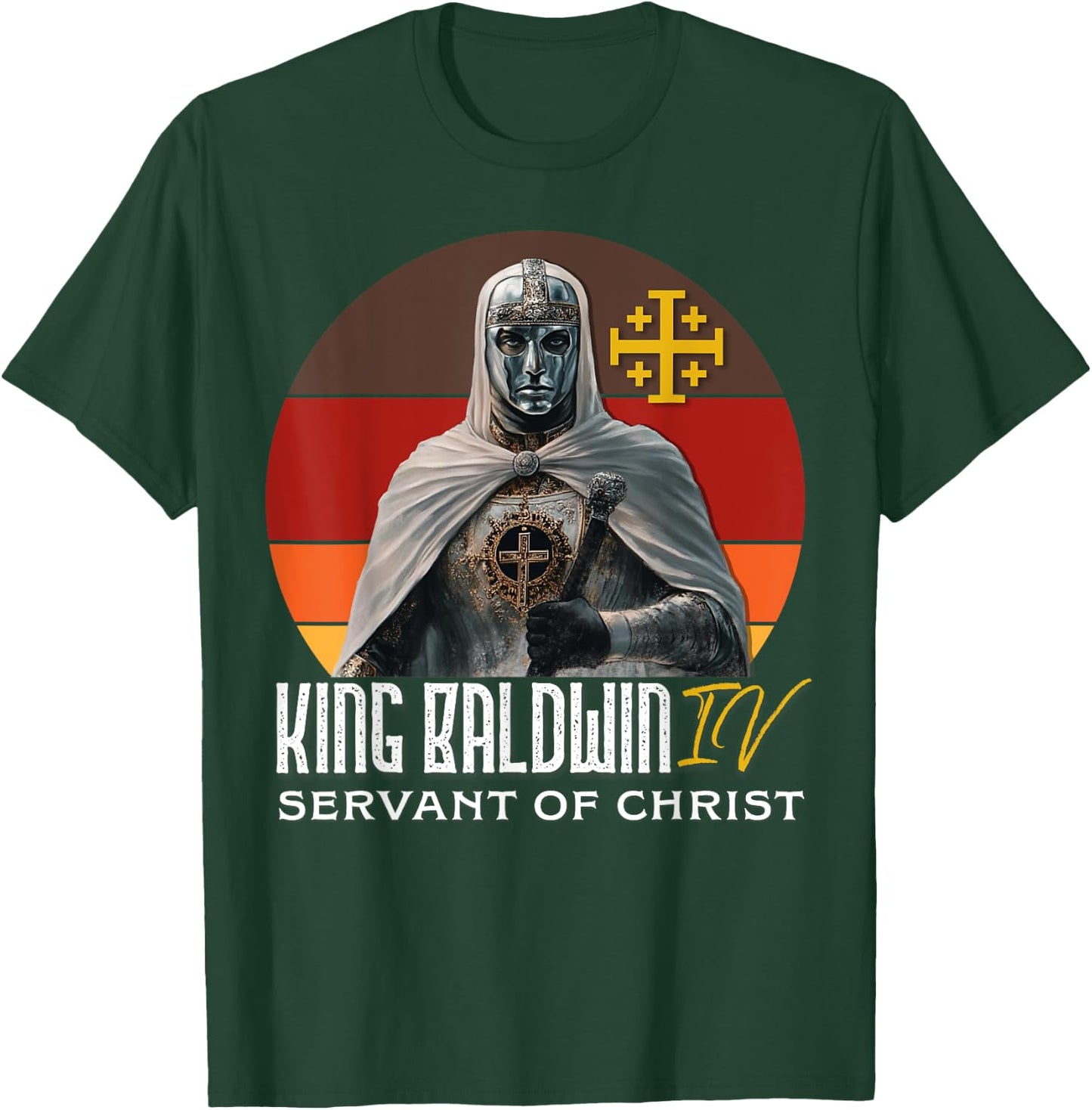 King Baldwin IV Jerusalem Cross Catholic T-Shirt - T-Shirt | Forest