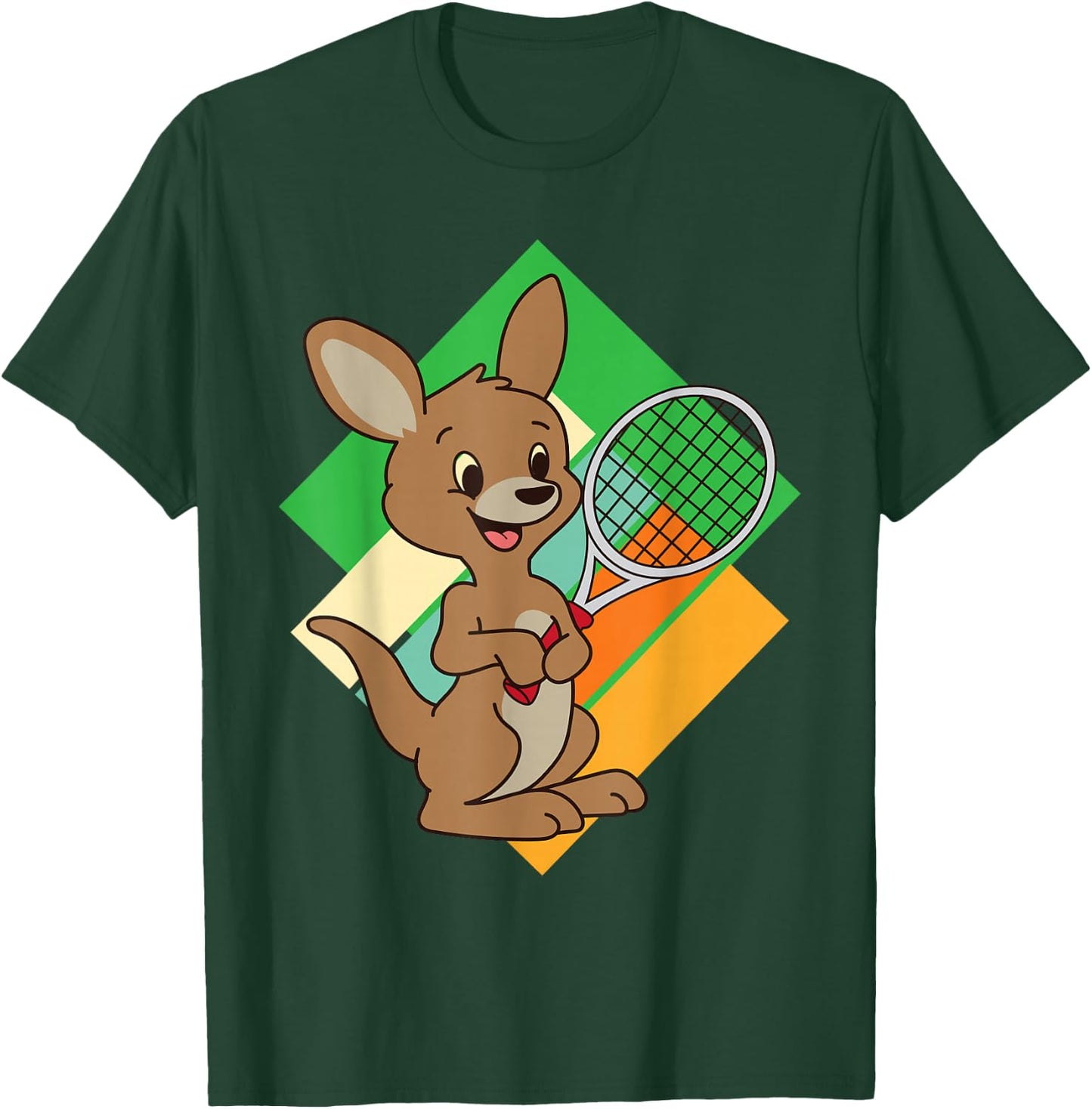 Kangaroo Tennis Player Sports Design Tennis Racket T-Shirt - T-Shirt | Forest