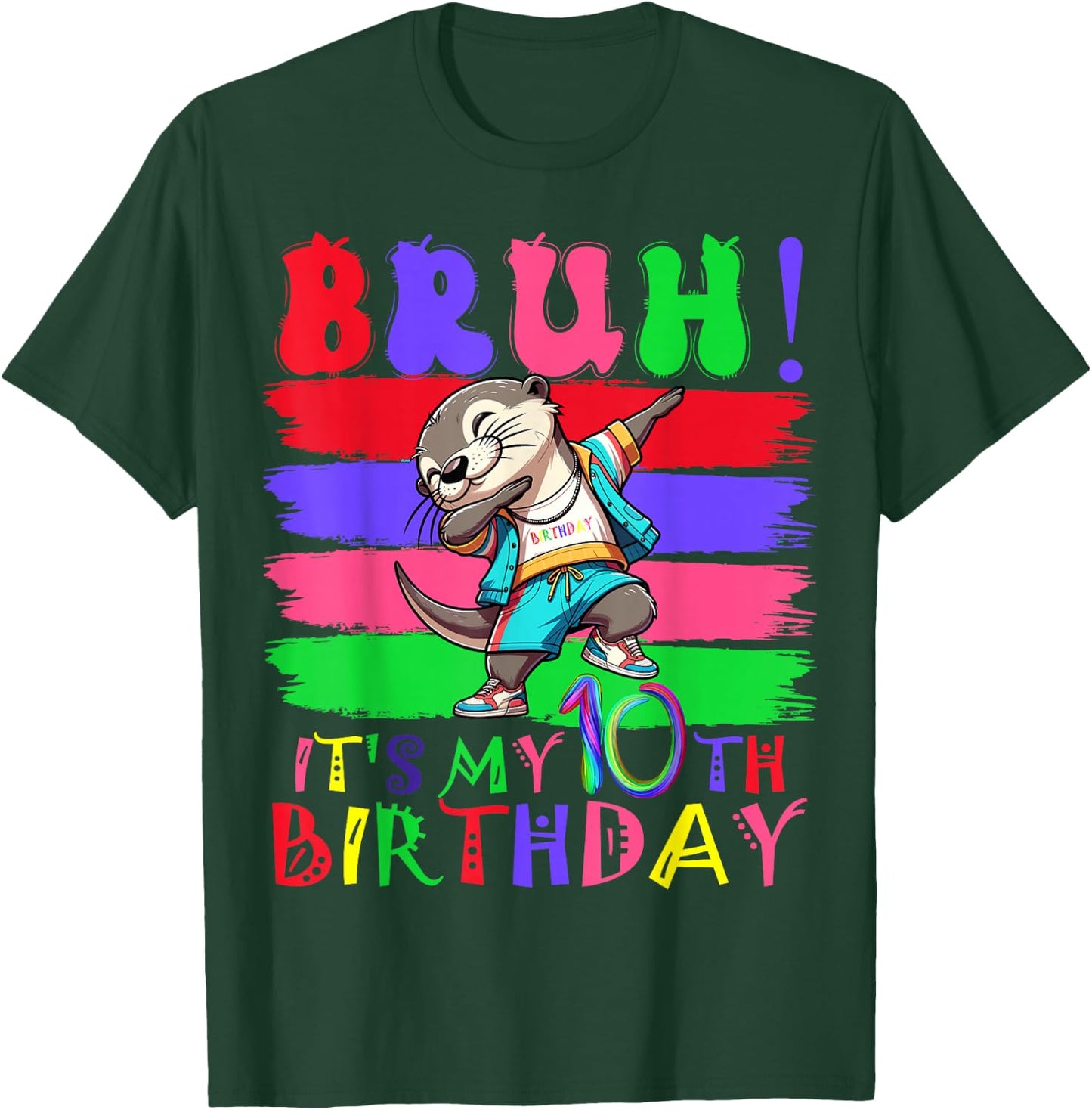 10 Year Old It's My 10th Birthday Otter dabbing boy girl T-Shirt - T-Shirt | Forest