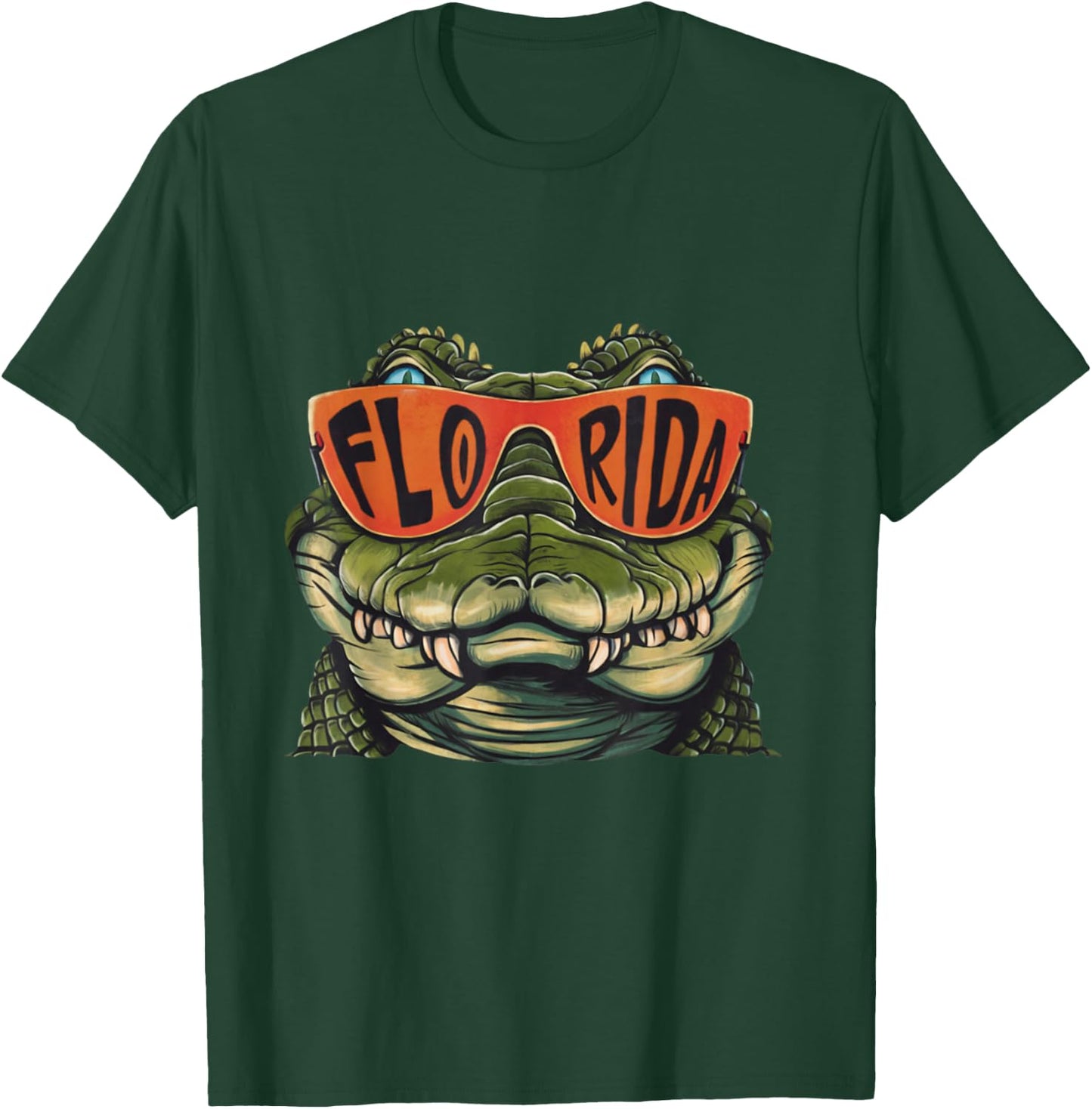 Florida Alligator Wearing Retro Style Sunglasses Animal Art T-Shirt - T-Shirt | Forest