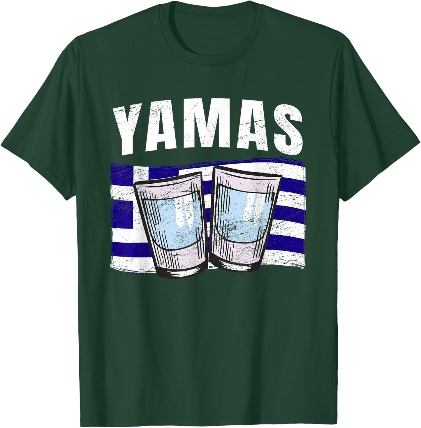 Yamas Cheers Grèce Toast Ouzo humoristique en langue grecque T-Shirt - T-Shirt | Forest