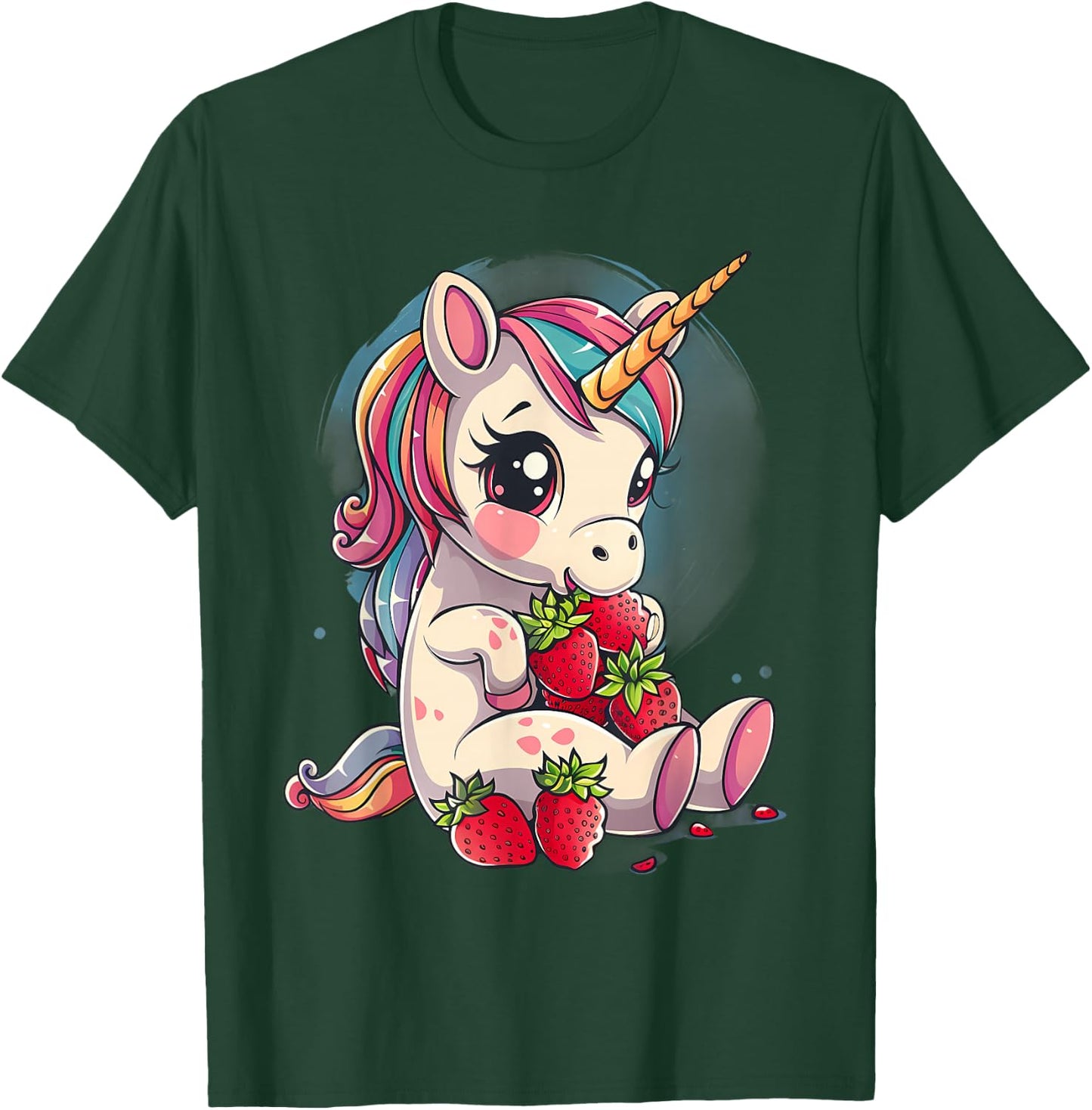 Strawberry Unicorn Cute Fruit Animal Lovers Colourful T-Shirt - T-Shirt | Forest
