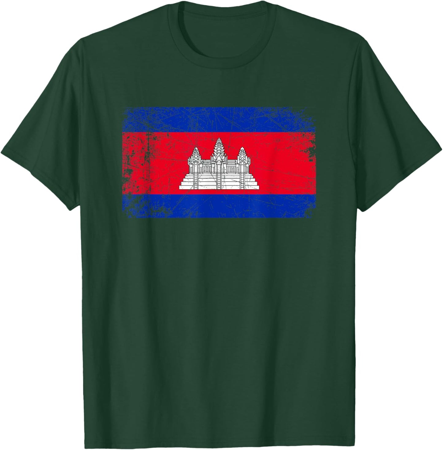 Vintage Made In CAMBODIA CAMBODIAN Flag Gift T-Shirt - T-Shirt | Forest