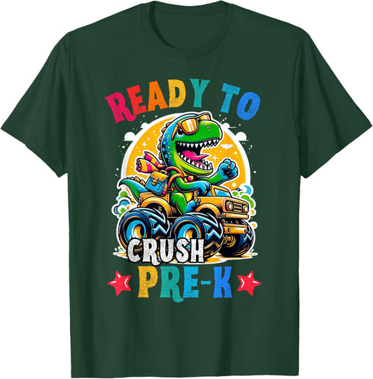 Monster Truck Dinosaur boys back to School crush Pre-k Kids T-Shirt - T-Shirt | Forest
