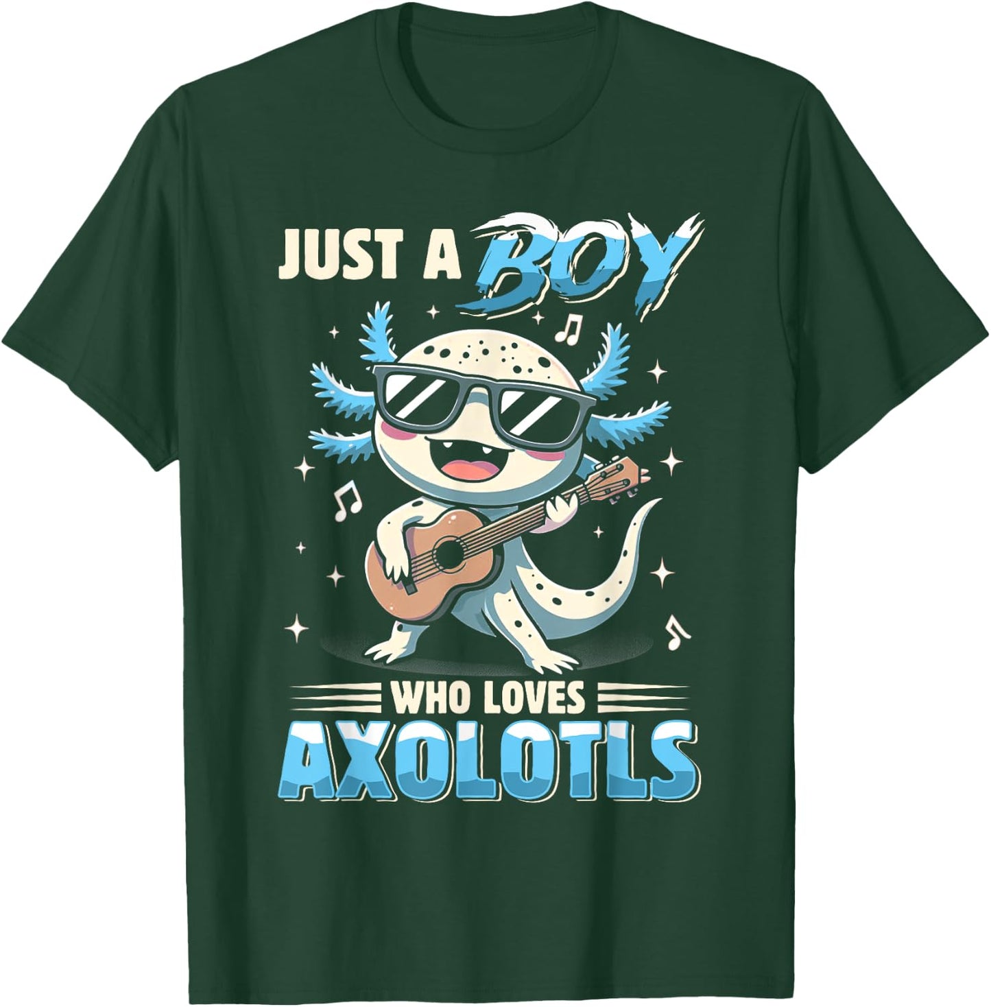 Just A Boy Who Loves Axolotls Kids Boys Cute Axolotl T-Shirt - T-Shirt | Forest