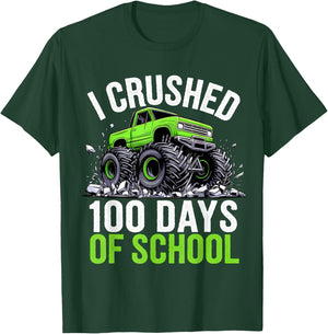 I Crushed 100 Days Of School Boys Kids Monster Truck T-Shirt - T-Shirt | Forest