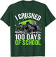 I Crushed 100 Days Of School Boys Kids Monster Truck T-Shirt - T-Shirt | Forest