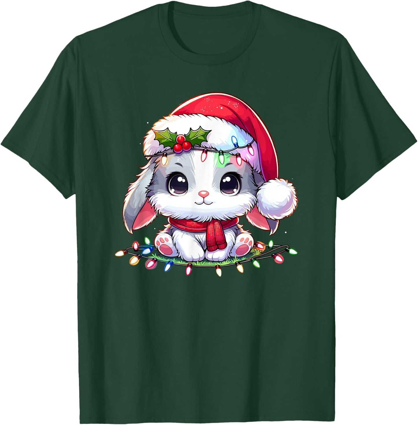 Christmas Hat Rabbit Bunnies Bunny Rabbits T-Shirt - T-Shirt | Forest