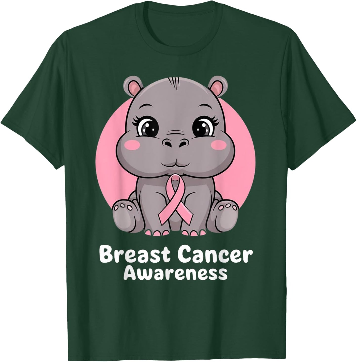 Hippo Hope Pink Ribbon T-Shirt - T-Shirt | Forest