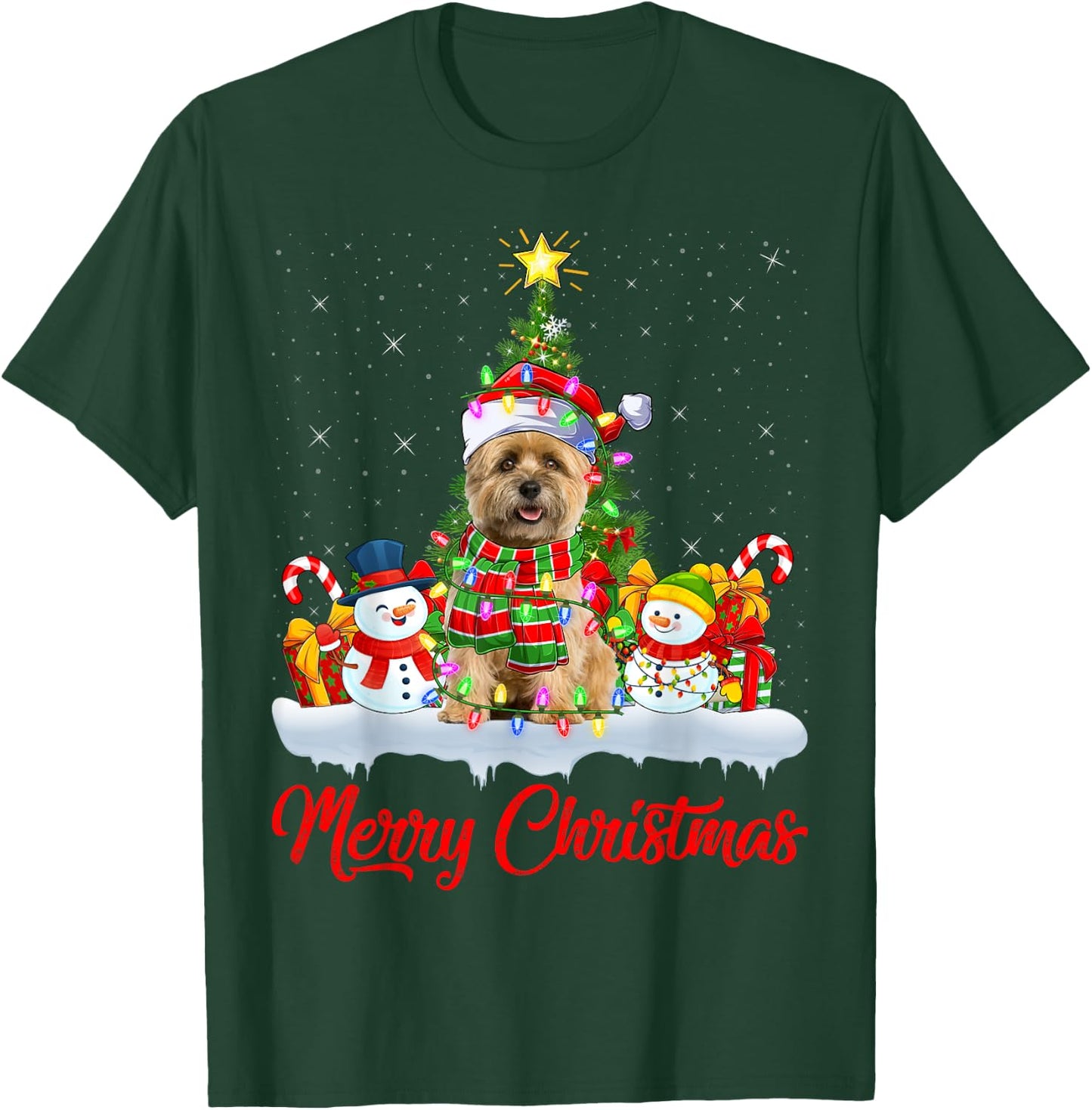 Cairn Terrier Dog Xmas Tree Lighting Cairn Terrier Christmas Men Women Kids T-Shirt - T-Shirt | Forest