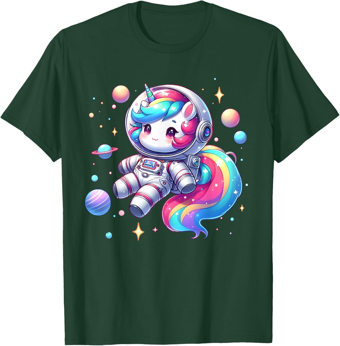 Astronaut Unicorn Floating in Cute Colorful Space Galaxy T-Shirt - T-Shirt | Forest